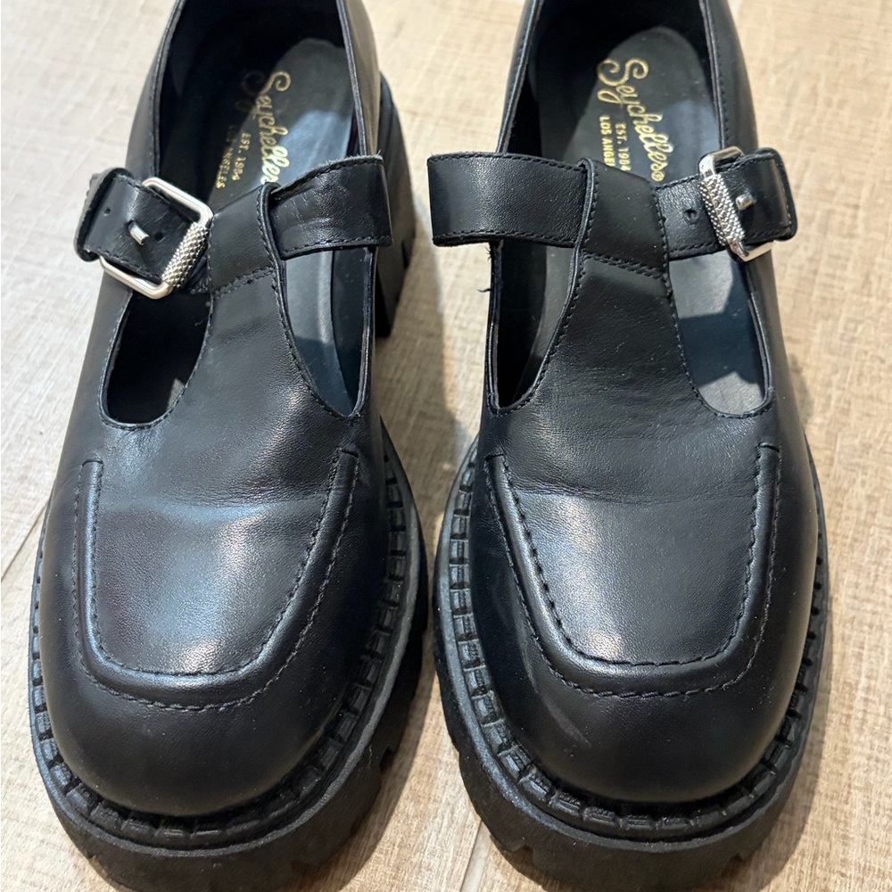 Seychelles Black Women’s Platform Loafers with Buckle Detail Chunky Heel - Picture 5 of 6